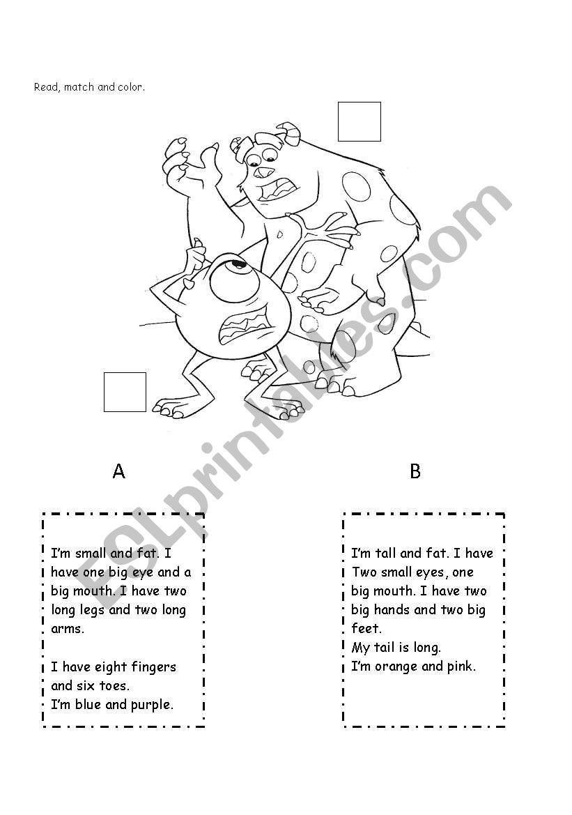 Monsters SA worksheet