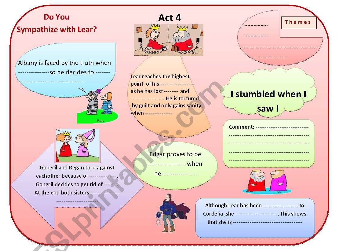 King Lear chart Act 4 worksheet