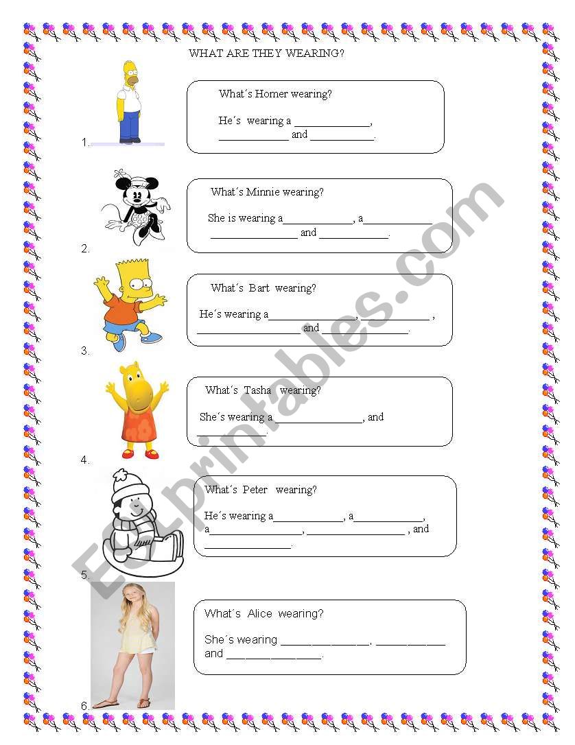 What are they wearing? worksheet