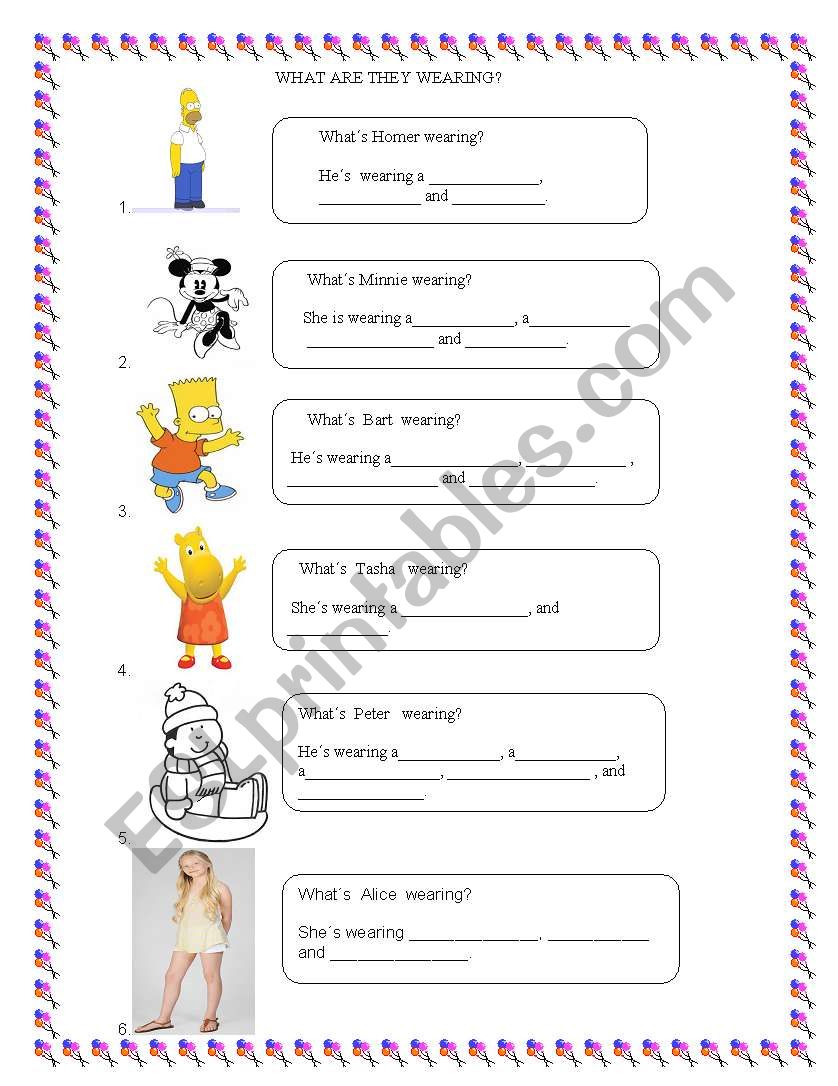 What are they wearing? worksheet