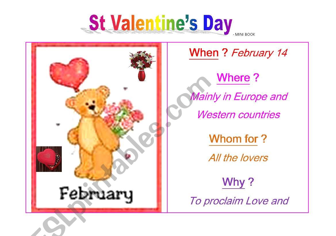 Mini-book St Valentine - Facts & exercises.