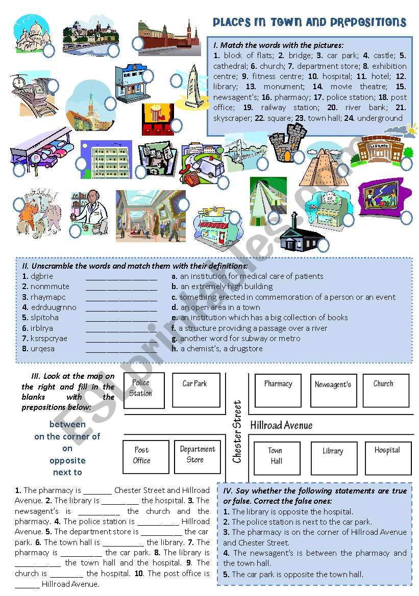 PLACES IN TOWN AND PREPOSITIONS