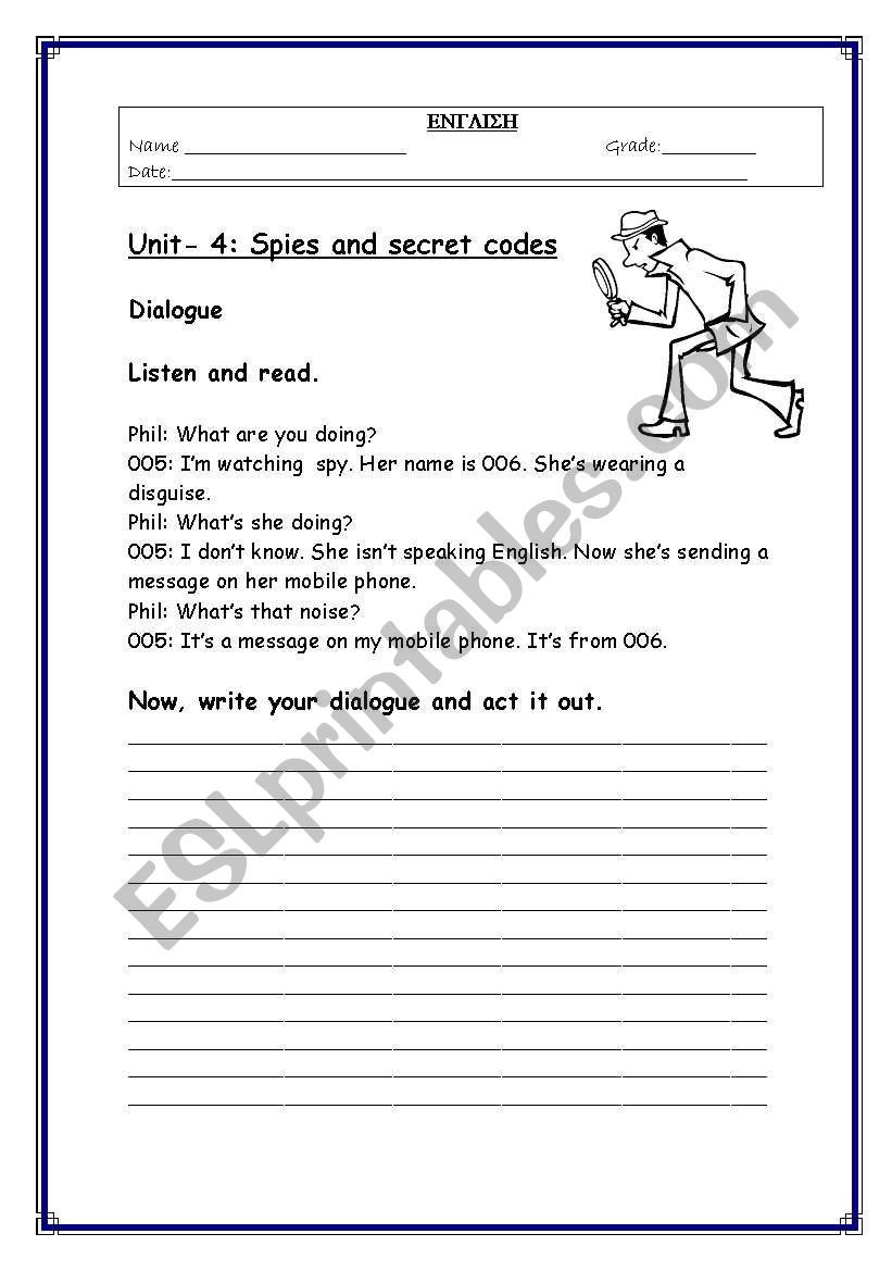 Spies dialogue worksheet