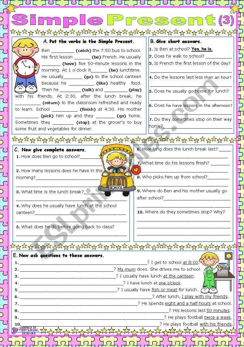 Simple Present  (3) worksheet