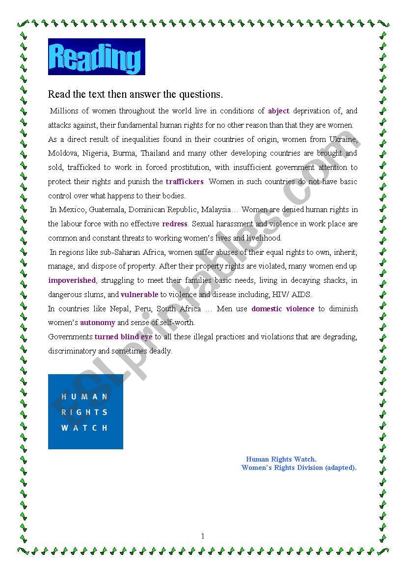 womens rights violation worksheet