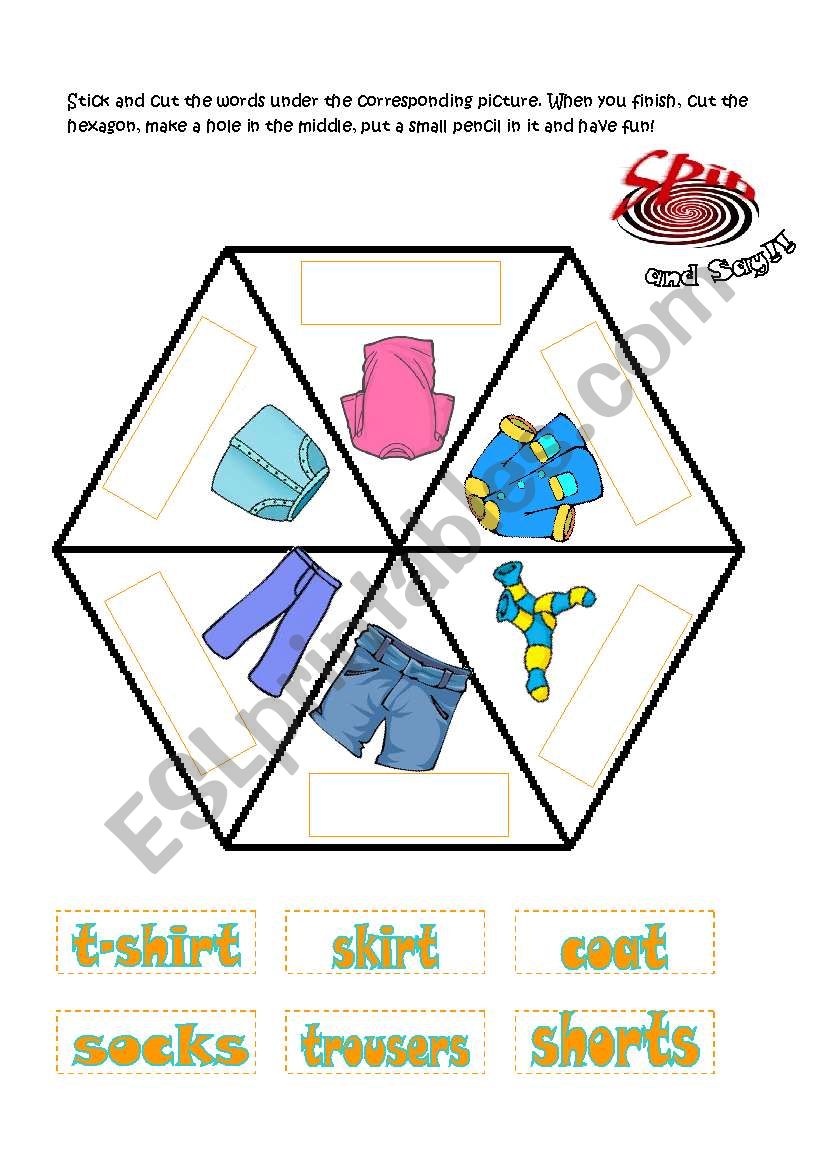Clothes Hexagon and criss cross bingo