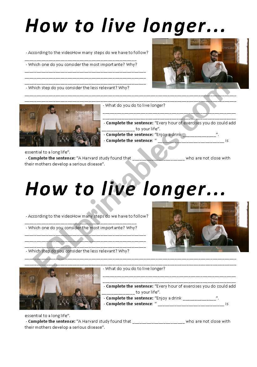 How to Live Longer - video worksheet