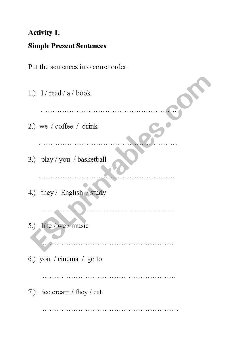 Simple Present tense (Exercises)