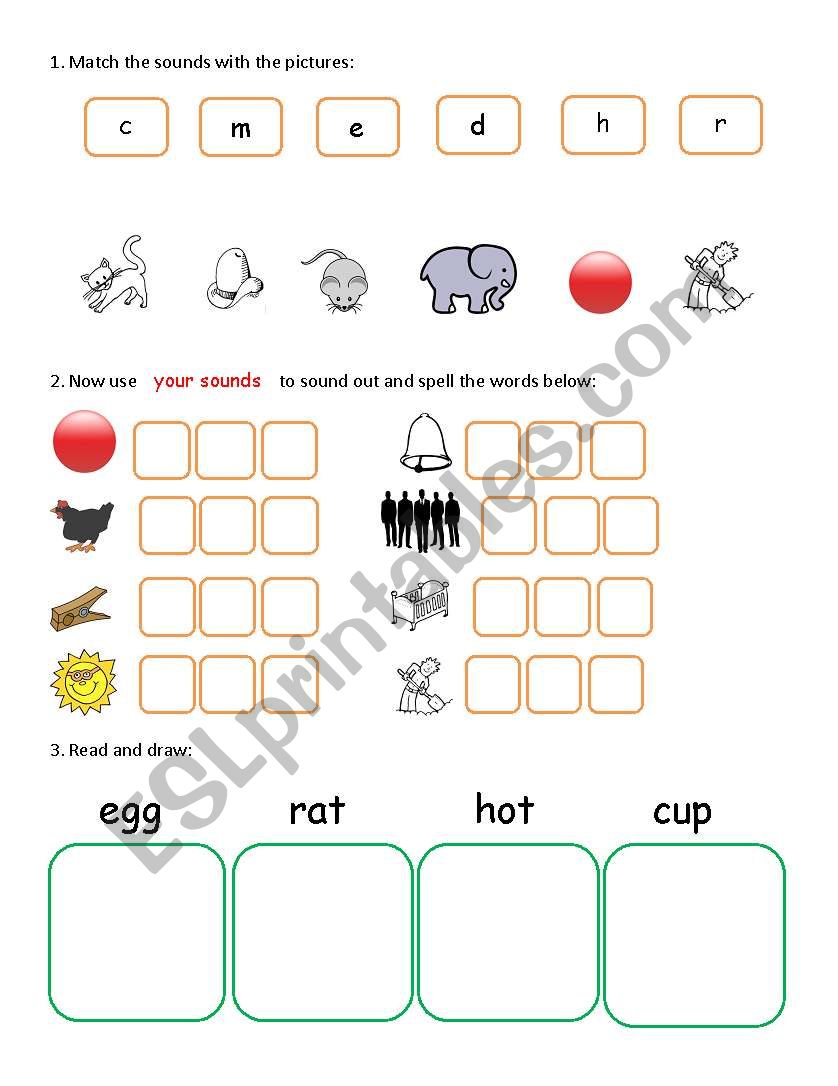 Phonics C H M E D R worksheet