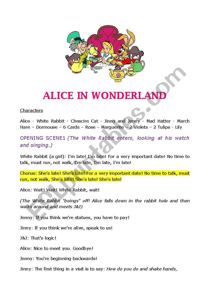 ALICE IN WONDERLAND - script for a play