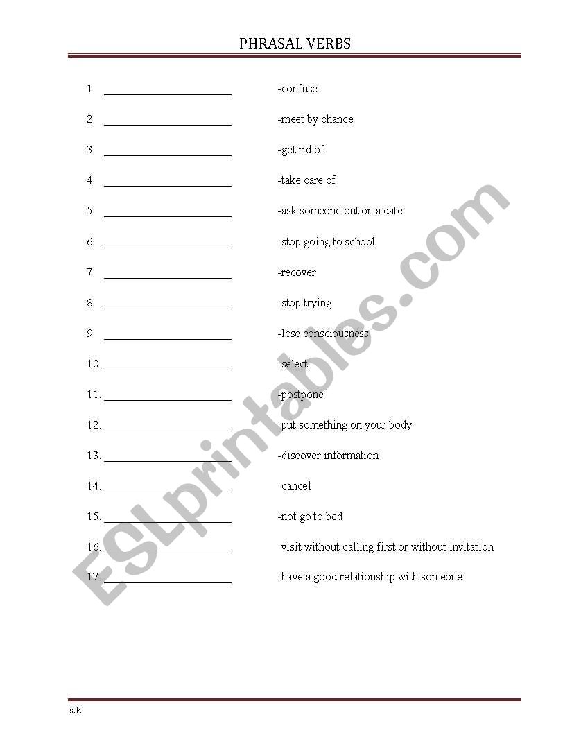 Phrasal Verbs Lesson worksheet