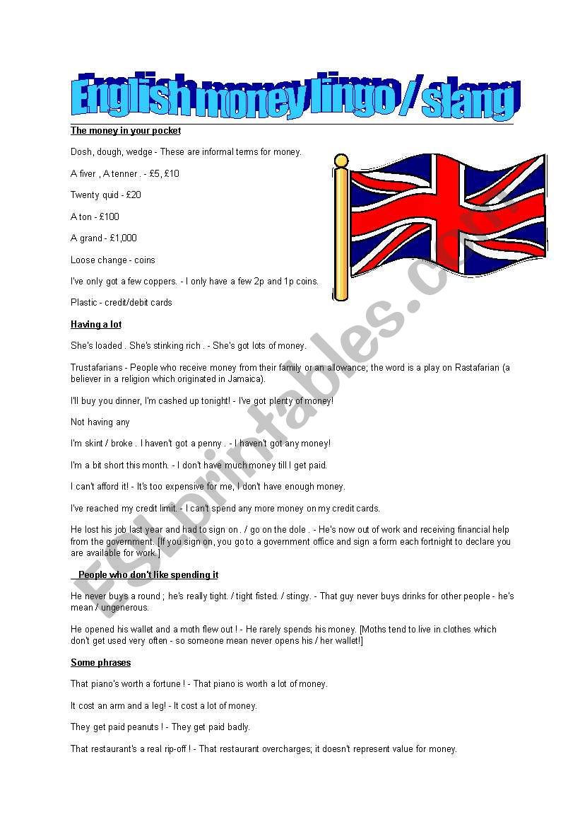 British English Money Lingo or Slang