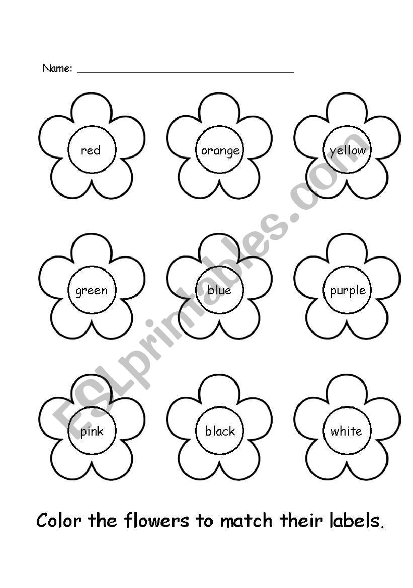 Colour the flowers worksheet