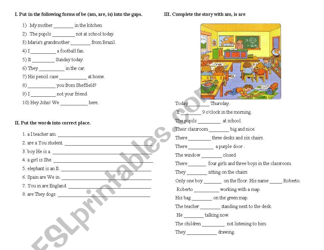 the verb to be worksheet