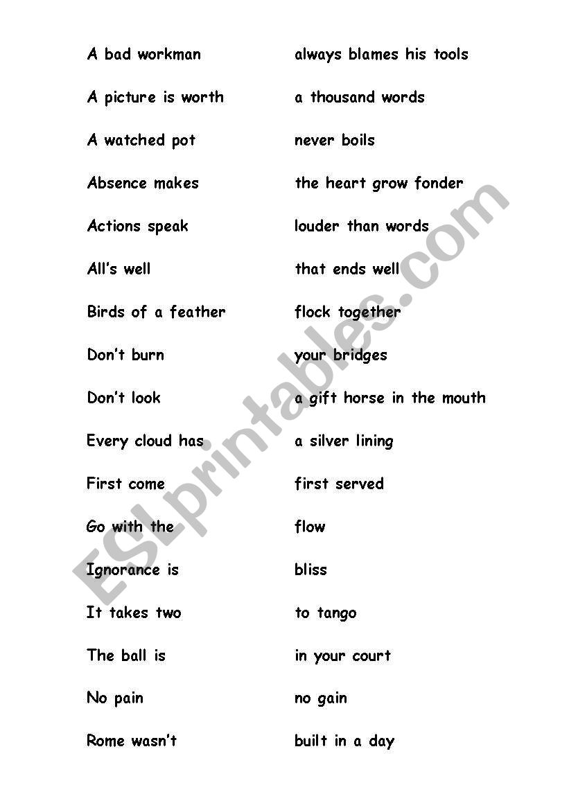 proverbs worksheet