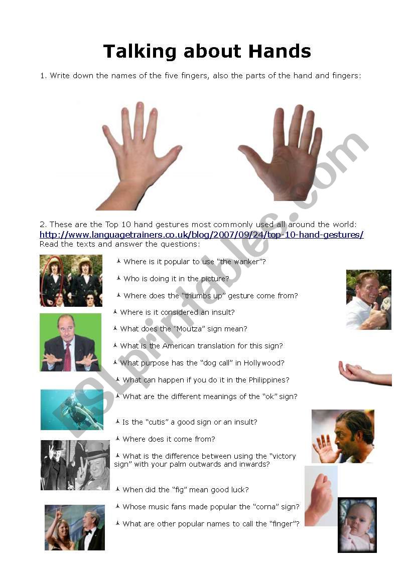 Talking about Hands (Internet Lesson)