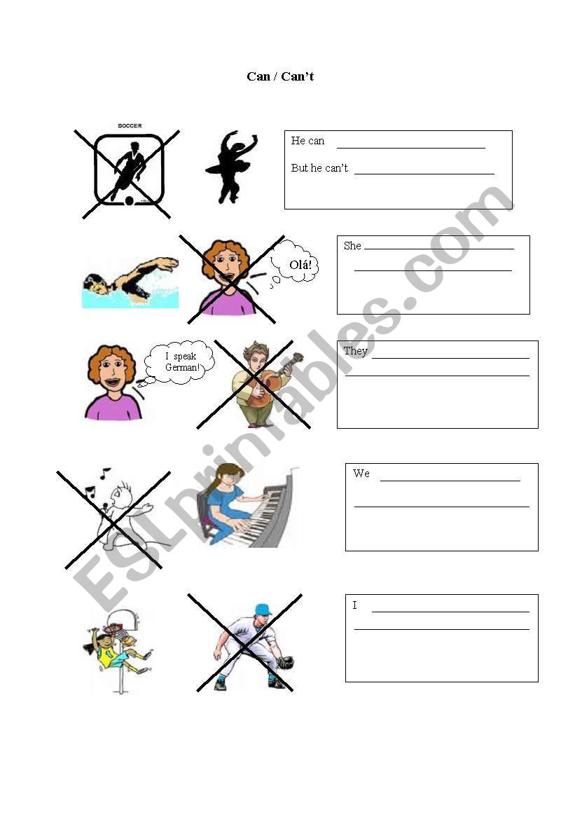 Can / Cant worksheet