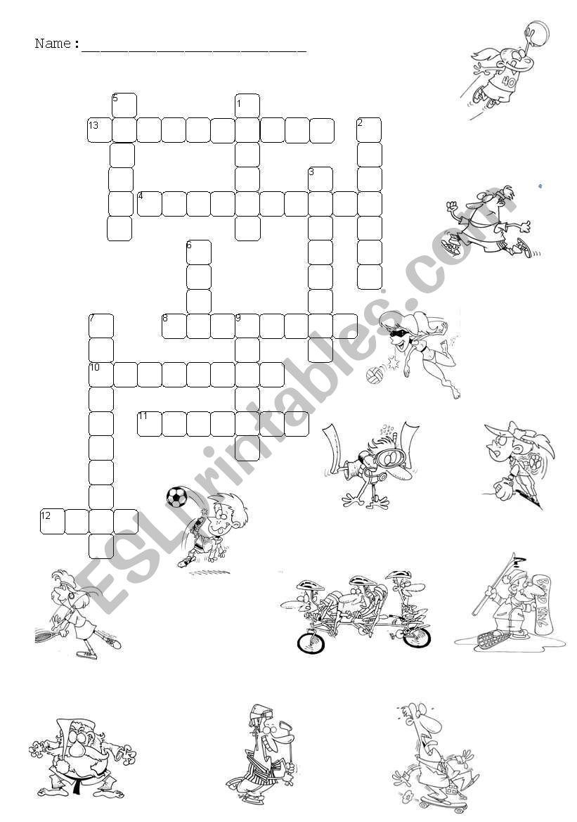 crossword about sports worksheet