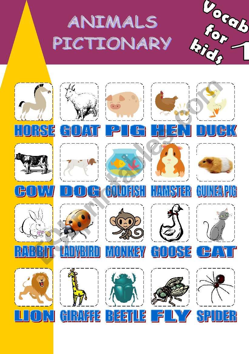 Animals - picture dictionary for young children