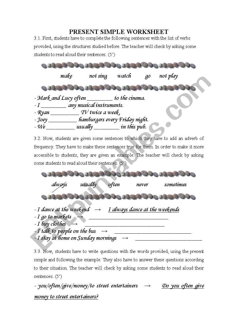 Present Simple Worksheet worksheet