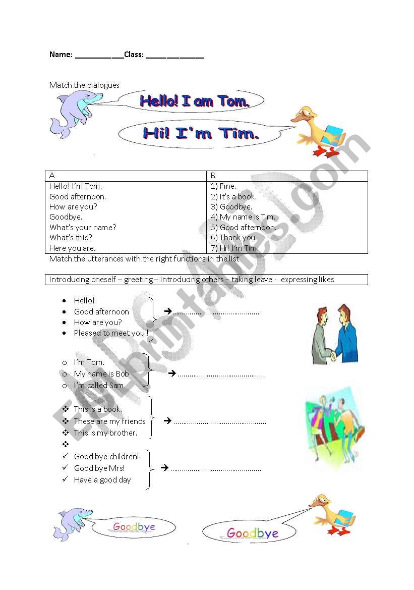 greetings worksheet