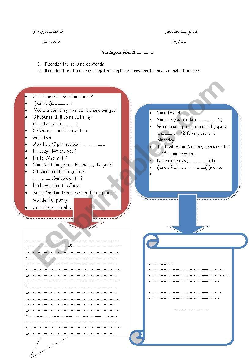 writing :spelling worksheet