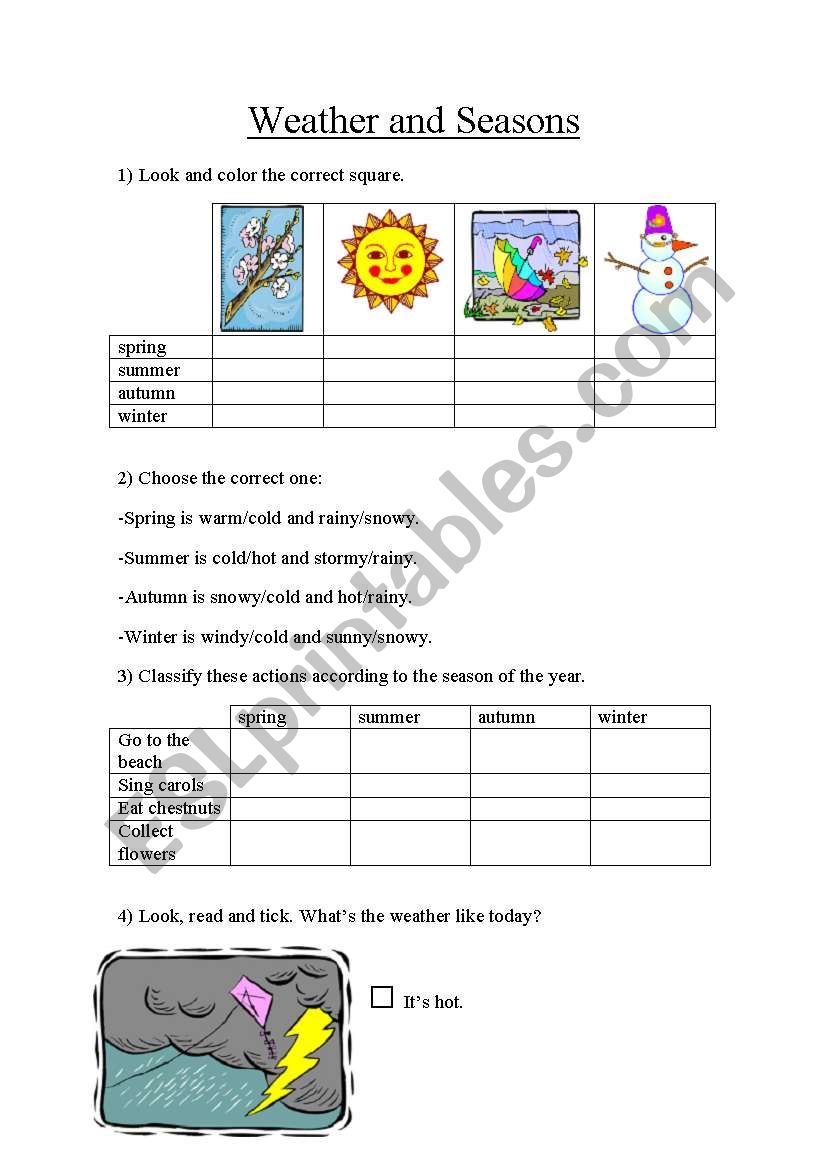 Weather and Seasons worksheet