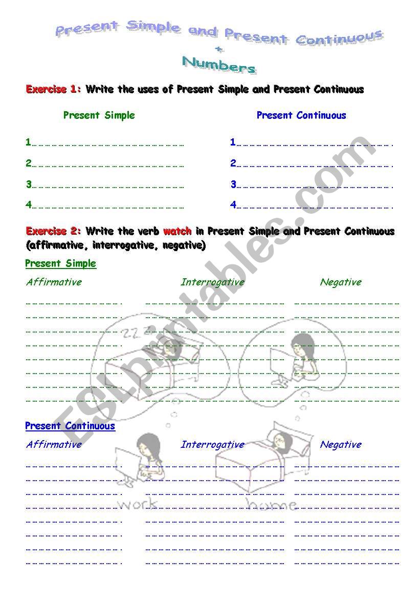 Mini Test: Present Simple & Continuous Numbers +Key