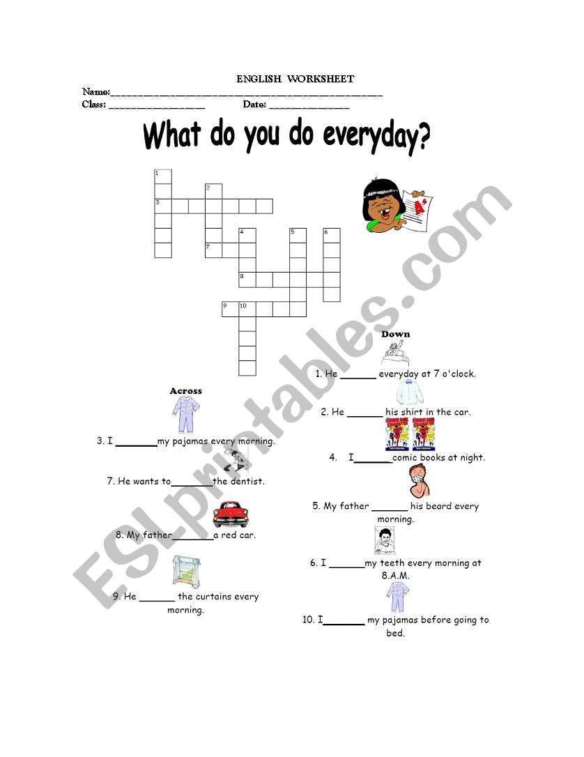 English Worksheets Daily Routine 8th Grade