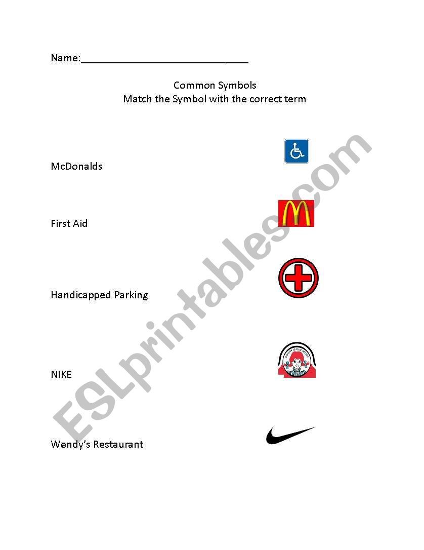 Common Symbols worksheet