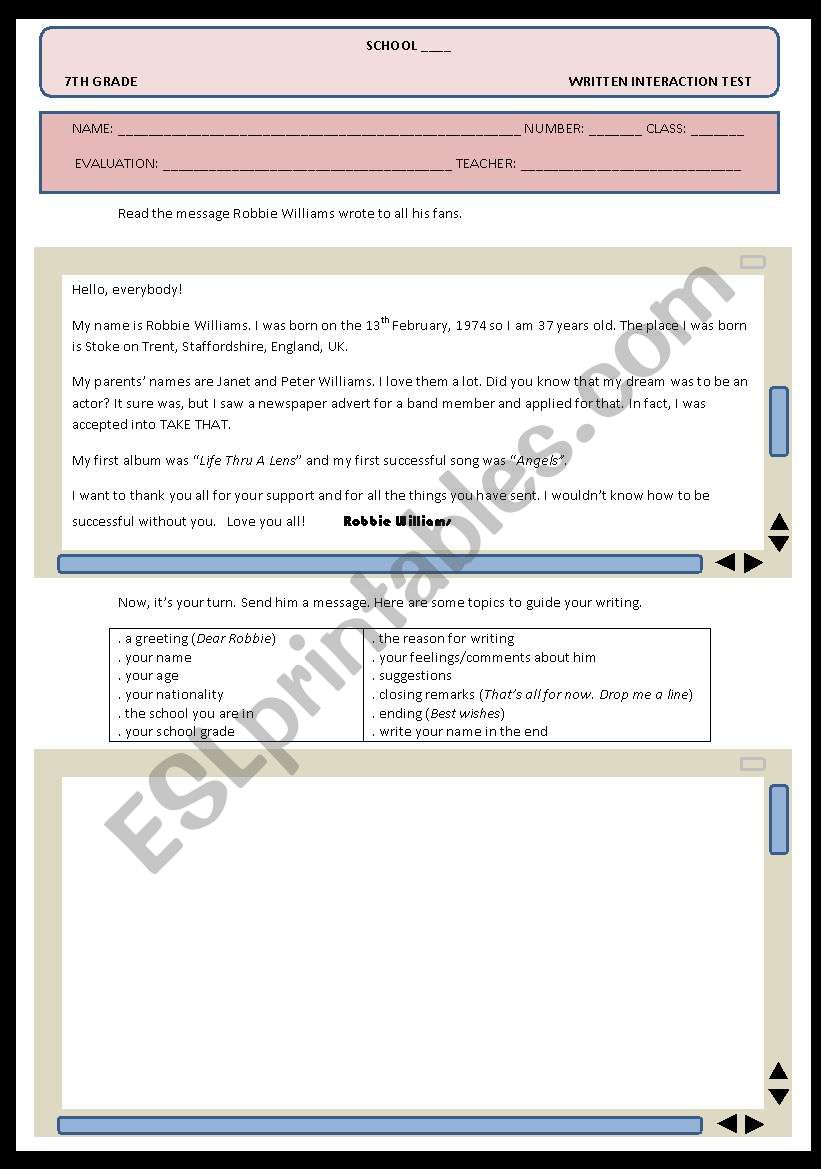 Writing an e-mail worksheet