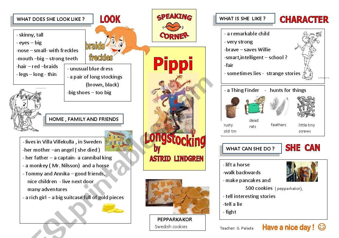 Pippi Longstocking -Speaking activity ( guidelines + text )