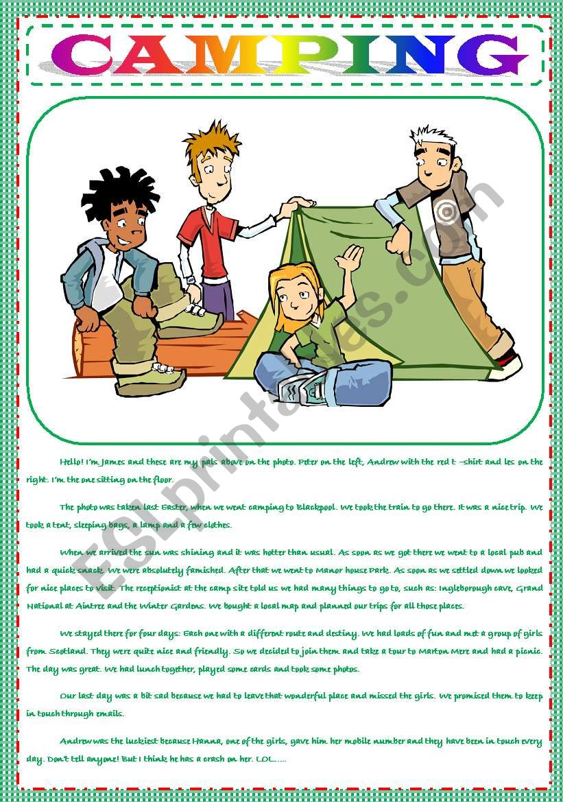 CAMPING / HOBBIES worksheet