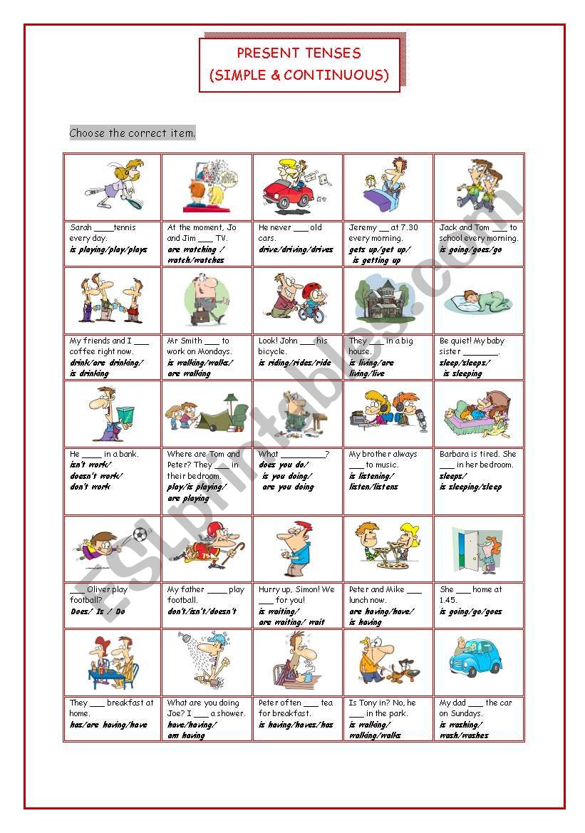 Present tenses (Simple&Continuous)