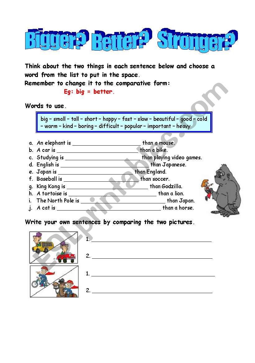 bigger? better? stronger? worksheet