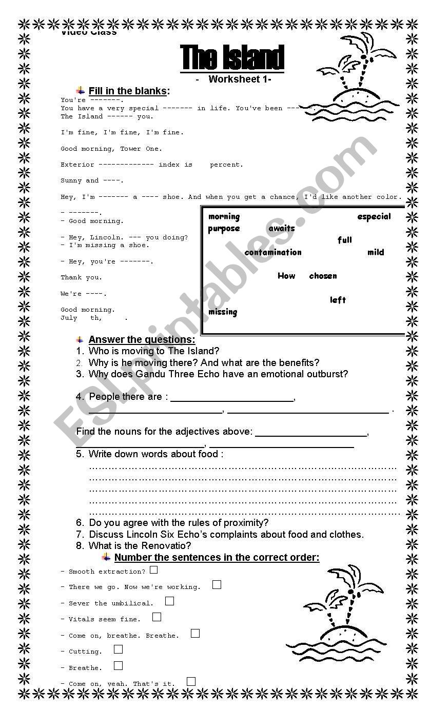 The Island- Video Class- Worksheet 1