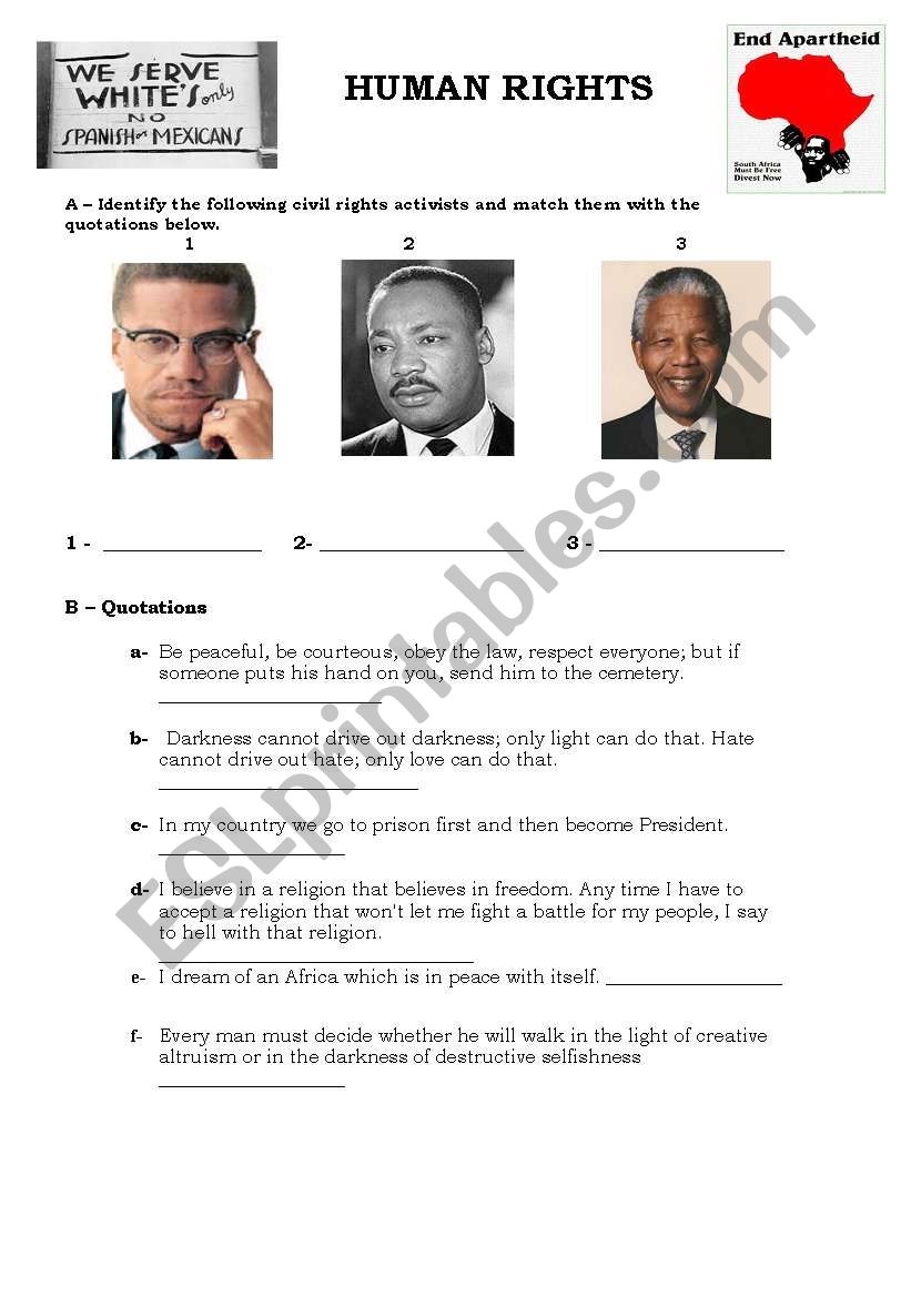 HUMAN RIGHTS  - worksheet worksheet