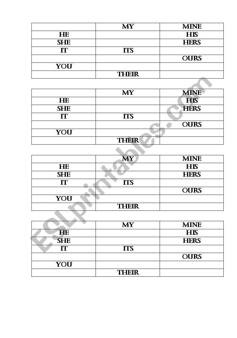 Pronouns worksheet