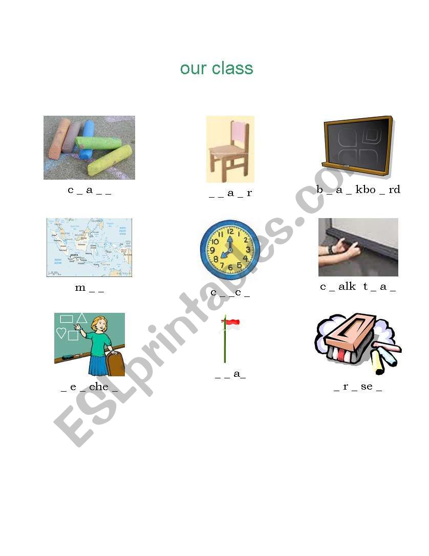 things in classroom worksheet