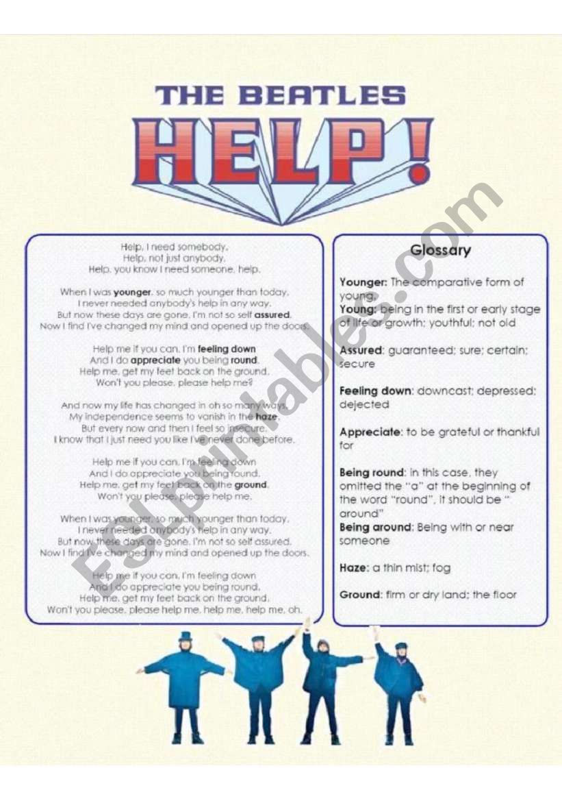The Beatles - Help: Lyrics, Glossary & Fill in the blanks (part 2 of 2)