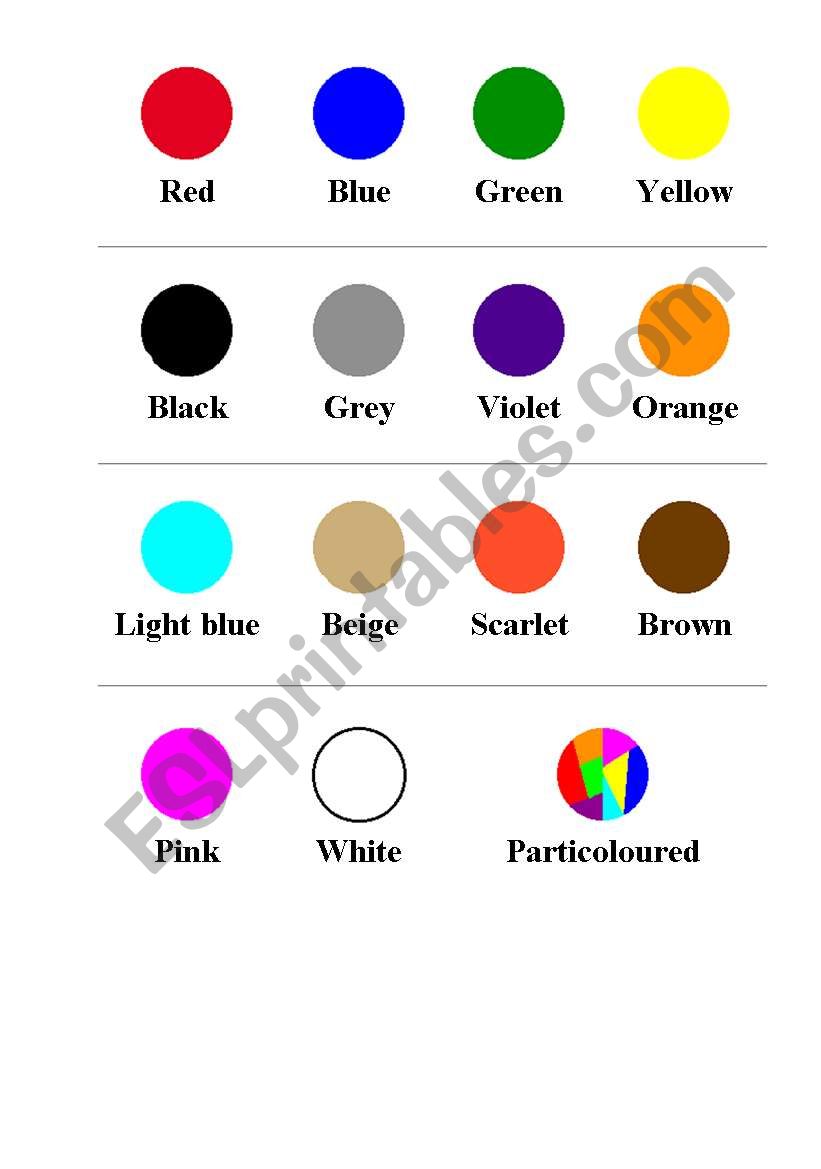 Colours worksheet