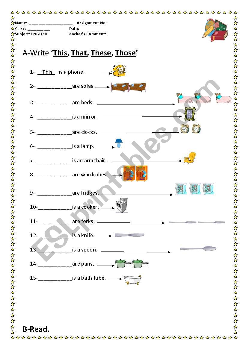 Get 10 English Worksheet This That These Those Pics Small Letter Worksheet