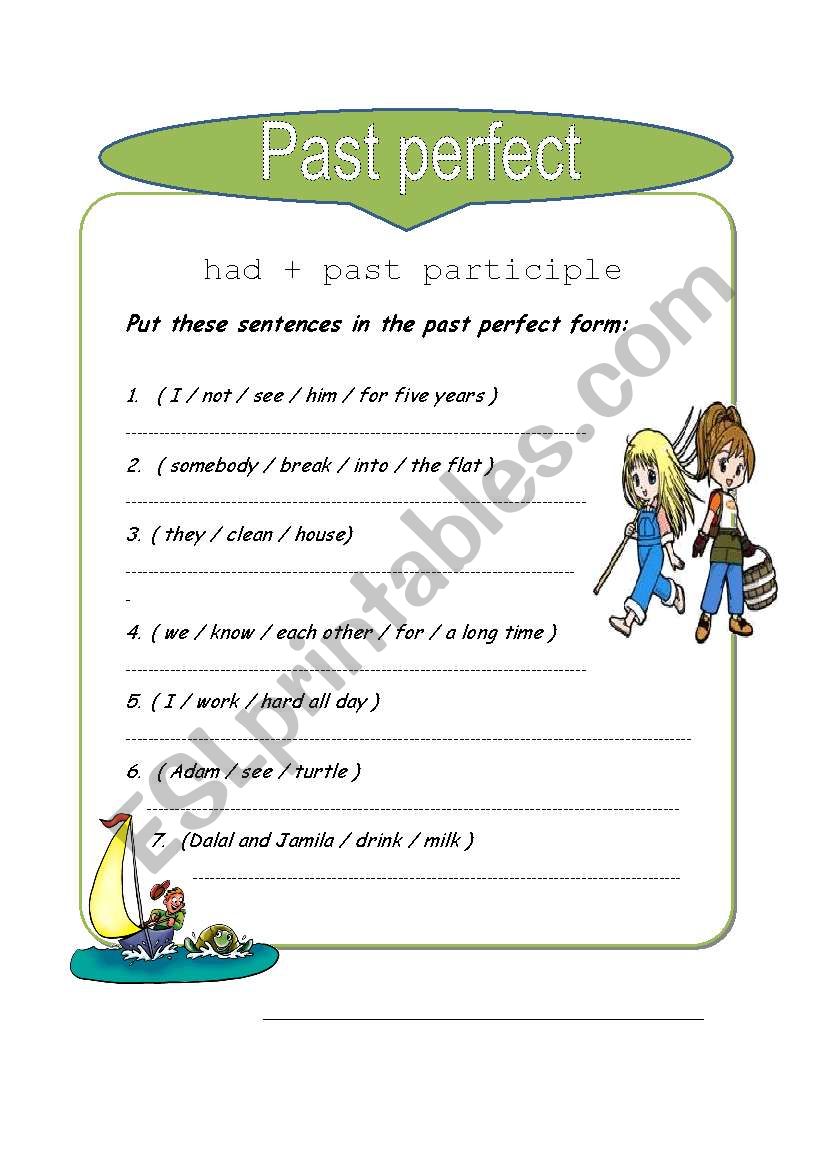 past perfect worksheet