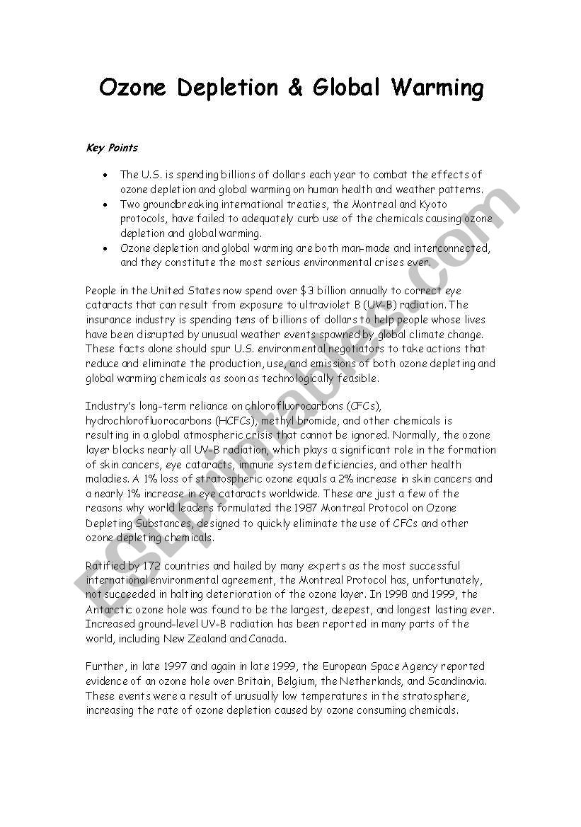 global warming and ozone depletion