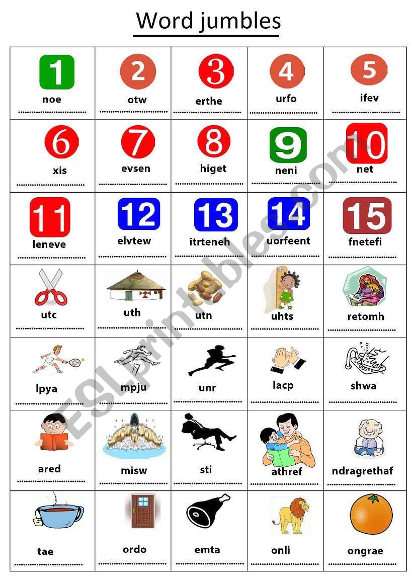 wordjumble worksheet