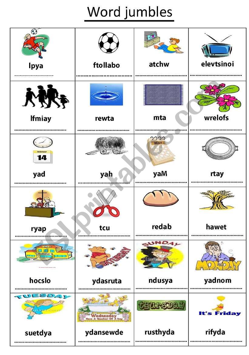 wordjumbles worksheet