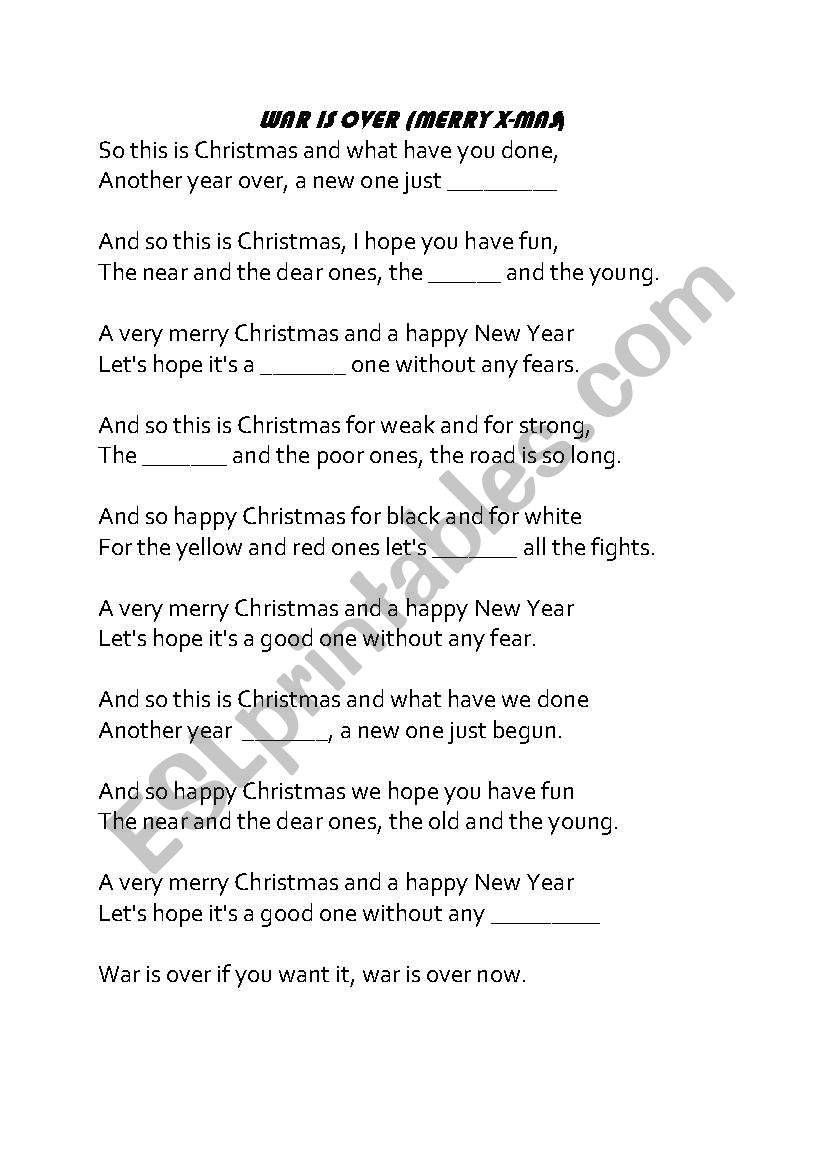 song worksheet