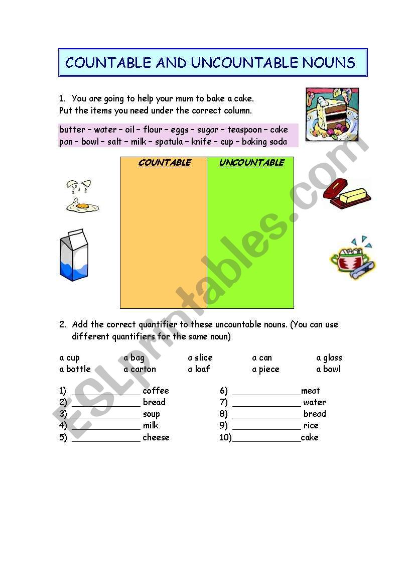 COUNTABLE AND UNCOUNTABLE NOUNS