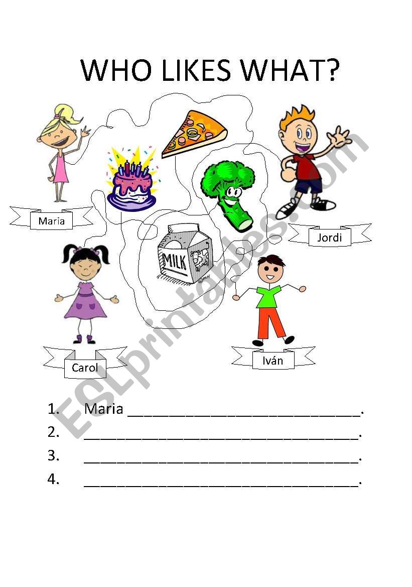 Who likes what? worksheet