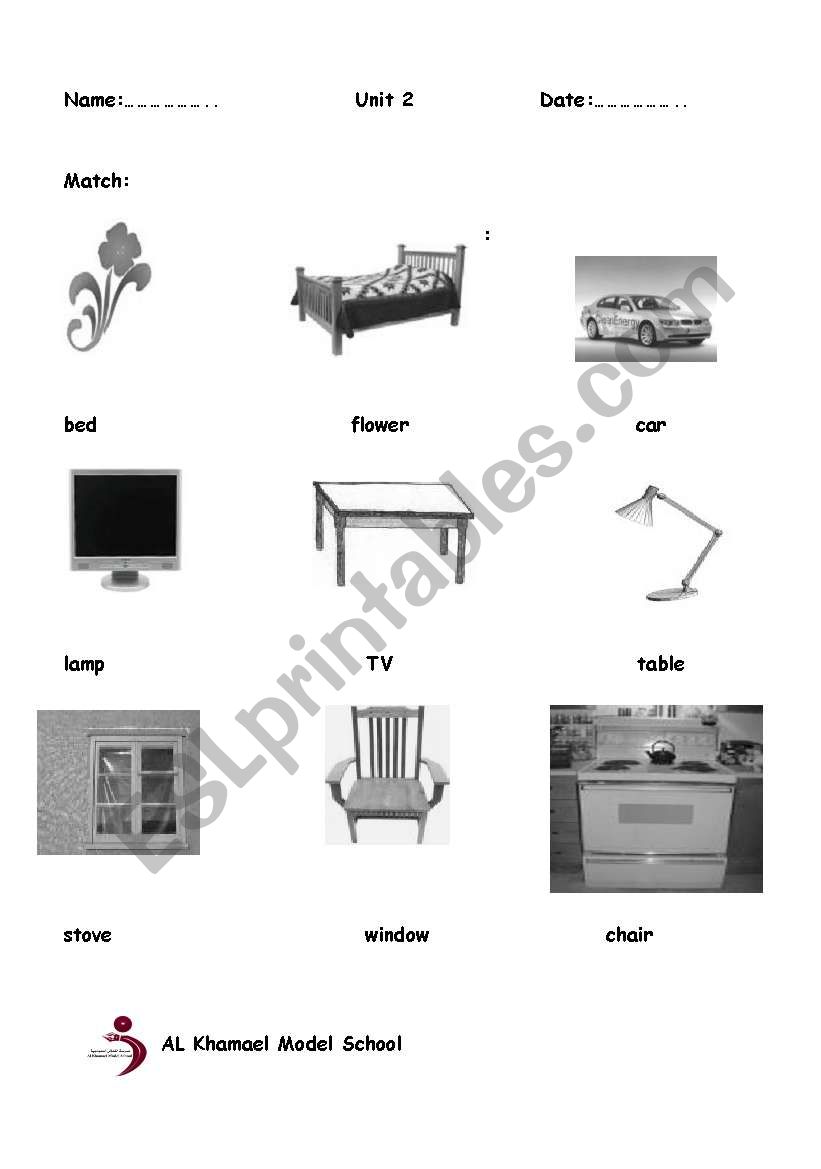 Furniture and equipments worksheet